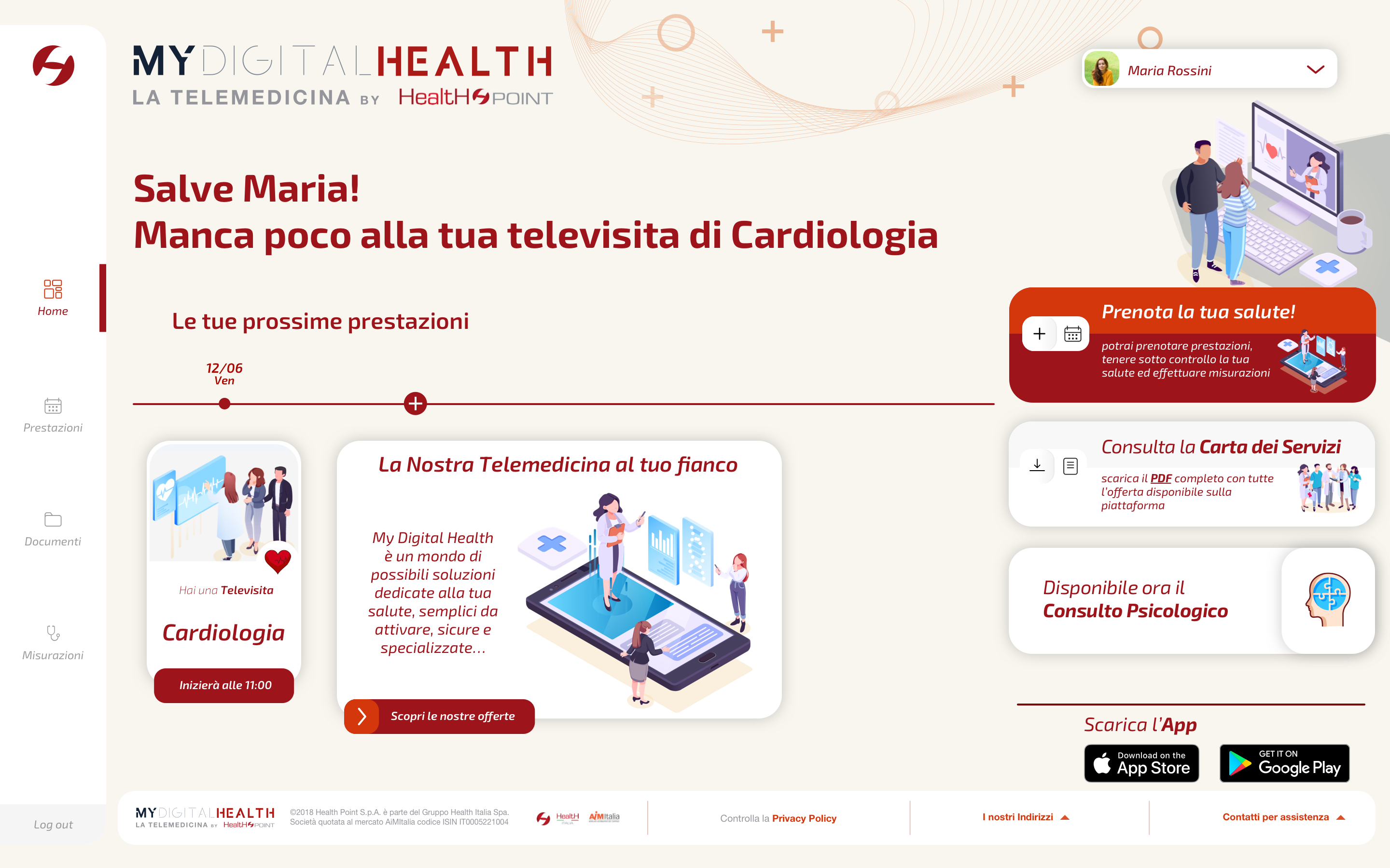 My Digital Health — Dashboard with upcoming appointments and health summary